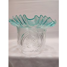 Normadia Turkuaz Mavi Şeffaf Kıvırcık Lambader Camı, 10CM Çap, 15,5cm Yükseklik