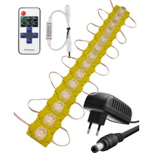 Powerr Led Aydınlatma 20 Adet 24 Volt 1,5 Watt Tek Lensli Amber 3030 Smd LED Modül 12A Tek Renk Rf Dimmer 2A Priz Tipi Adaptör Set