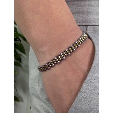 Arvens Gold - Silver Erkek Paslanmaz Çelik Bileklik Kararmaz Renk Atmaz Kliplsi Bileklik Kombinlenebilir