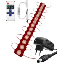 Powerr Led Aydınlatma 20 Adet 24 Volt 1,5 Watt Tek Lensli Kırmızı 3030 Smd LED Modül 12A Tek Renk Rf Dimmer 2A Priz Tipi Adaptör Set