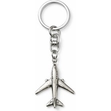 Herşey Nota Uçak Figürlü Metal Anahtarlık – Gümüş Renk Minimal Tasarım