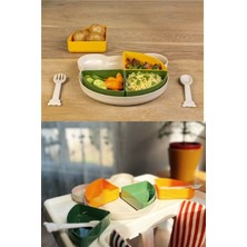 EkoAlışverişDünyam Tabldot Mama Tabağı Çıkarılabilir Kaseli -Tepsili 4 Bölmeli Çatal Kaşıklı Ayıcık Beslenme Kabı