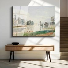 Limitless Design Thomas Girtin Nehir Kıyısı Su Manzarası Cam Tablo Dijital Baskı Duvar Tablosu Dekor Tablo