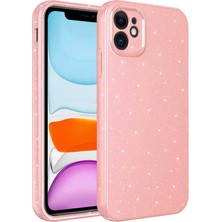 Subutu iPhone 11 Uyumlu Kamera Korumalı Simli Lüks Sbt Koton Kapak-Pembe