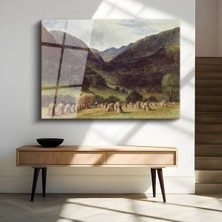 Limitless Design J.m.w. Turner Dağ Vadisi Hasat Manzarası Cam Tablo Dijital Baskı Duvar Tablosu Dekor Tablo