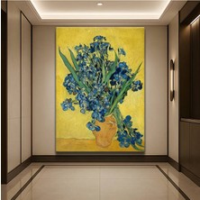 Limitless Design Vincent Van Gogh Sarı Arka Plan Süsen Çiçekleri Kanvas Tablo Sanat Tablosu Klasik Ressam Tablosu