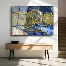 Limitless Design Vincent Van Gogh Dört Solmuş Ayçiçeği Cam Tablo Dijital Baskı Duvar Tablosu Dekor Tablo