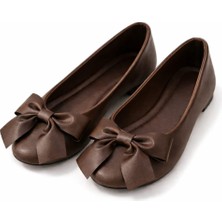 Slipcat Zarif Kadın Günlük  Kurdele Detaylı Yuvarlak Burun Şık Babet