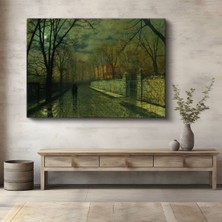 Limitless Design John Atkinson Grimshaw Ay Işığı Yol Gece Manzarası Kanvas Tablo Klasik Ressam Tablosu