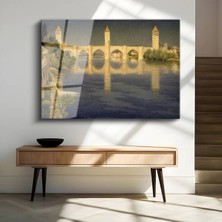 Limitless Design Henri Rousseau Pont Valentré Tarihi Köprüsü Cam Tablo Dijital Baskı Duvar Tablosu Dekor Tablo