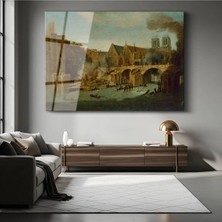Limitless Design Hubert Robert Notre Dame Seine Nehri Cam Tablo Dijital Baskı Duvar Tablosu Dekor Tablo
