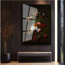 Limitless Design Rachel Ruysch Zarif Çiçek Buketi Cam Tablo Dijital Baskı Duvar Tablosu Dekor Tablo