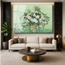 Limitless Design Vincent Van Gogh Vazoda Beyaz Güller Çiçek Natürmortu Cam Tablo Dijital Baskı Duvar Tablosu