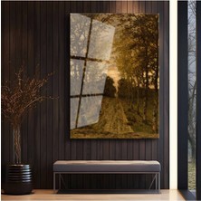 Limitless Design Jean-Baptiste-Camille Corot Ağaçlı Kırsal Yol Cam Tablo Dijital Baskı Duvar Tablosu