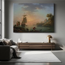 Limitless Design Claude Joseph Vernet Akdeniz Limanı Günbatımı Kanvas Tablo Sanat Tablosu Klasik Ressam Tablosu