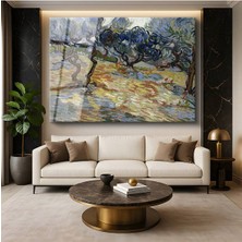 Limitless Design Vincent Van Gogh Zeytin Koruluğu Ağaç Manzarası Cam Tablo Dijital Baskı Duvar Tablosu Dekor Tablo