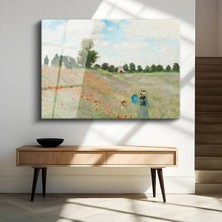 Limitless Design Claude Monet Gelincik Tarlası Kırmızı Çiçekler Cam Tablo Dijital Baskı Duvar Tablosu Dekor Tablo