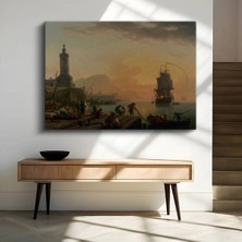 Limitless Design Claude-Joseph Vernet Akdeniz Limanı Günbatımı Manzarası Kanvas Tablo Klasik Ressam Tablosu