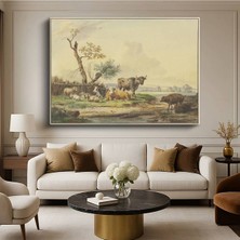 Limitless Design Paulus Potter Çayırdaki Sığırlar Kırsal Hayvan Resmi Kanvas Tablo Klasik Ressam Tablosu