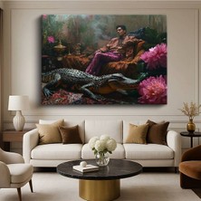 Limitless Design Midjourney Timsahlı Oda Fantastik Dijital Resmi Kanvas Tablo Sanat Tablosu Klasik Ressam Tablosu