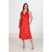 Red Womans 2li Kırmızı Sabahlık Takımı Bigsize 6226