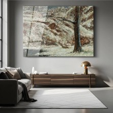 Limitless Design Gustave Courbet Kış Ormanı Kar Manzarası Cam Tablo Dijital Baskı Duvar Tablosu Dekor Tablo