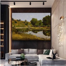 Limitless Design Henri Harpignies Göl Kenarı Doğa Manzarası Kanvas Tablo Sanat Tablosu Klasik Ressam Tablosu