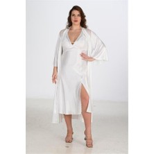 Red Womans 2li Ekru Sabahlık Takımı Bigsize 6224