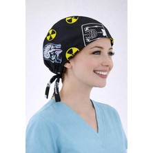 Dr. Mitra Cerrahi Bone Medikal Doktor Hemşire Hastane Bonesi Unisex -Siyah Radyasyon Desen