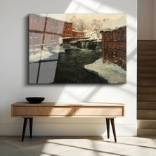 Limitless Design Frits Thaulow Kış Kar Manzarası Cam Tablo Dijital Baskı Duvar Tablosu Dekor Tablo