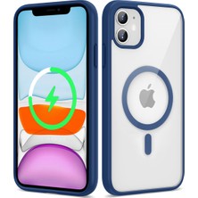 Subutu iPhone 11 Uyumlu Magsafe Wireless Şarj Özellikli Silikon Sbt Ege Kapak-Mavi