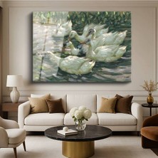 Limitless Design Alexander Koester Göldeki Beyaz Ördekler Su Kuşları Cam Tablo Dijital Baskı Duvar Tablosu