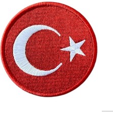 Emt Pazarlama Aplike Ütü Ile Yapışan Türk Bayrağı Yuvarlak Büyük Arma 5 cm