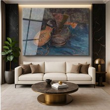 Limitless Design Vincent Van Gogh Bir Çift Ayakkabı Günlük Eşya Cam Tablo Dijital Baskı Duvar Tablosu
