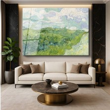 Limitless Design Vincent Van Gogh Yeşil Buğday Tarlaları Kırsal Manzara Cam Tablo Dijital Baskı Duvar Tablosu