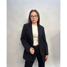 Asl Woman Kadın Siyah Şal Yaka Leopar Manşet Detaylı Blazer Ceket – Klasik & Modern Kesim