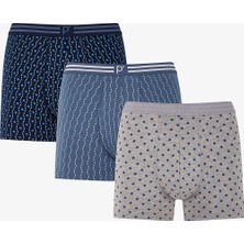 Penti Erkek Grid Balance Geometrik Desenli 3'lü Boxer