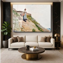 Limitless Design Winslow Homer Girl On A Cliff Kayalık Kız Portresi Cam Tablo Dijital Baskı Duvar Tablosu Dekor Tablo