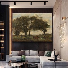 Limitless Design Jean-Baptiste-Camille Corot Ağaçlar Çoban Kırsal Manzara Kanvas Tablo Klasik Ressam Tablosu
