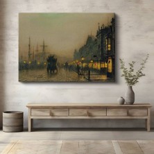 Limitless Design John Atkinson Grimshaw Liman Akşam Deniz Manzarası Kanvas Tablo Klasik Ressam Tablosu