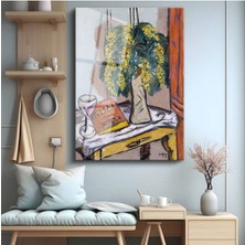 Limitless Design Henri Matisse Mimoza Vazo Çiçekleri Cam Tablo Dijital Baskı Duvar Tablosu Dekor Tablo