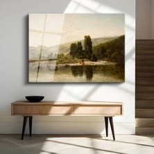 Limitless Design John Constable Nehir Kenarı Doğa Manzarası Cam Tablo Dijital Baskı Duvar Tablosu Dekor Tablo