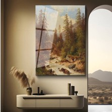 Limitless Design C. Hoppe Dağ Deresi Su Manzarası Cam Tablo Dijital Baskı Duvar Tablosu Dekor Tablo