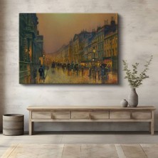 Limitless Design John Atkinson Grimshaw Akşam Şehir Sokağı Manzarası Kanvas Tablo Klasik Ressam Tablosu