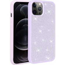 Subutu iPhone 13 Pro Max Uyumlu Parlak Taşlı Tasarım Sbt Ston Kapak-Lila
