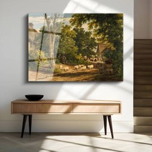 Limitless Design John Constable Kırsal Köy Koyun Sürüsü Cam Tablo Dijital Baskı Duvar Tablosu Dekor Tablo