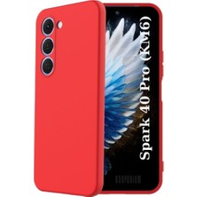 HANPORIUM Tecno Spark 40 Pro Km6 Uyumlu Silikon Kılıf - Pastel Renk Tonu Kamera Korumalı Esnek Kapak - Kırmızı
