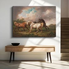 Limitless Design George Stubbs Çayır Atları Hayvan Manzarası Kanvas Tablo Sanat Tablosu Klasik Ressam Tablosu
