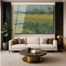 Limitless Design Vincent Van Gogh Süsenli Buğday Tarlası Çiçekli Tarla Cam Tablo Dijital Baskı Duvar Tablosu