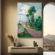Limitless Design Maximilien Luce Kırsal Köy Yolu Cam Tablo Dijital Baskı Duvar Tablosu Dekor Tablo